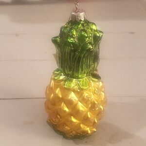 Beachcombers Blown-glass Pineapple Christmas tree Ornament, NWT